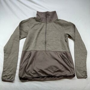 Columbia Quarter Zip Pullover Sweater Activewear Mocha Brown Heathered Womens S